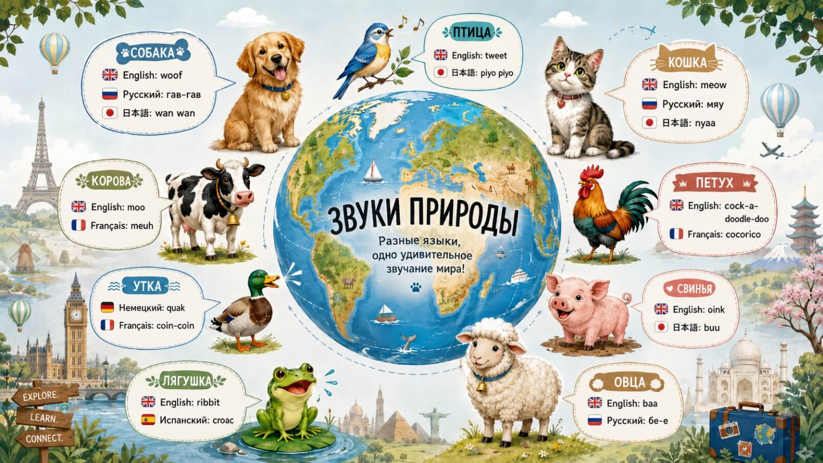 Как говорят животные: изучаем звуки природы на разных языках
