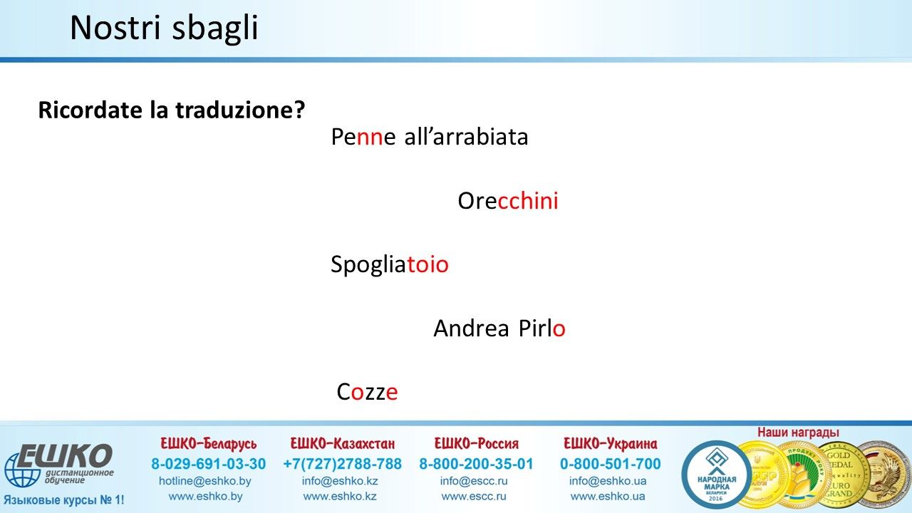 Пишем правильно - Scriviamo senza gli sbagli.