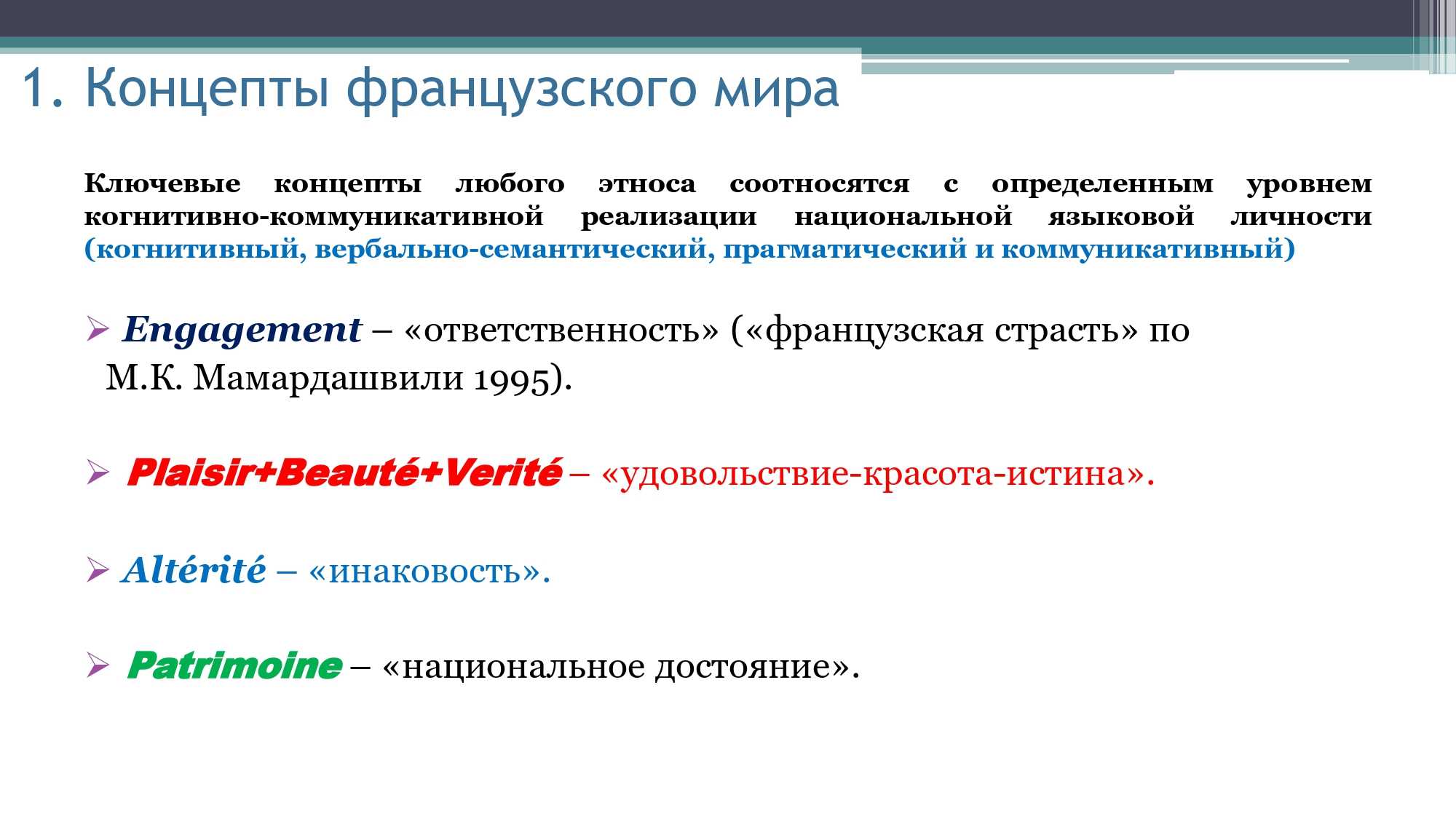 Грамматика французского менталитета: межкультурный диалог