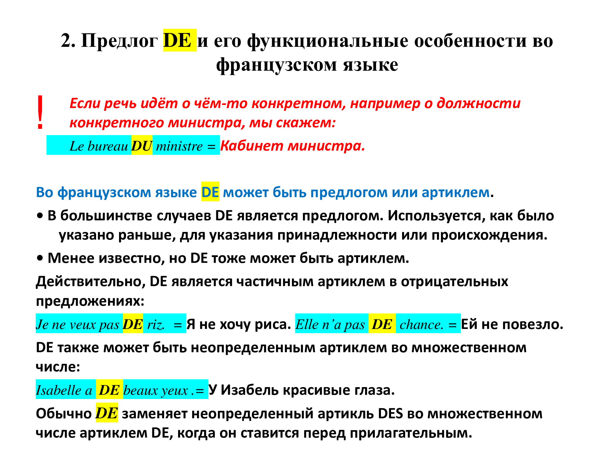 Французский предлог DE: работа над ошибками